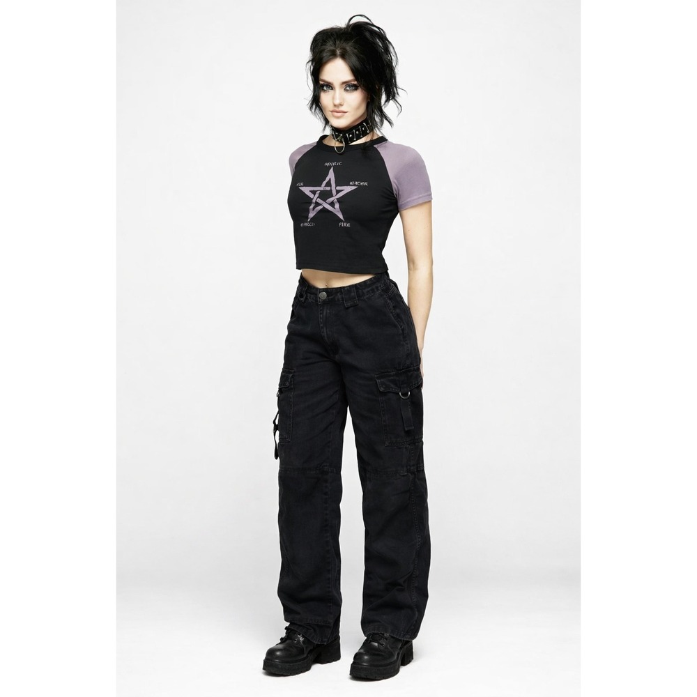 American Eagle Black Grunge Y2K Cargo Pants Goth‎ Retro 90s 8 Fits 33x29 Casual